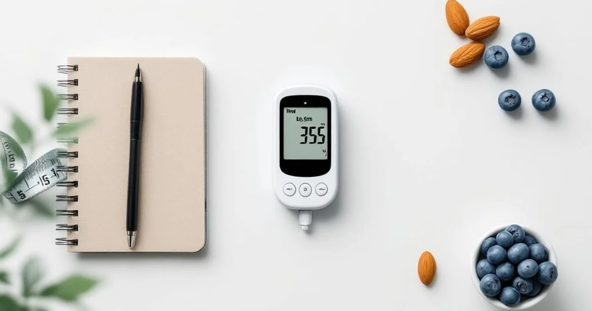 40代男性がデスクでスマートフォンを見ながら健康管理をしている様子