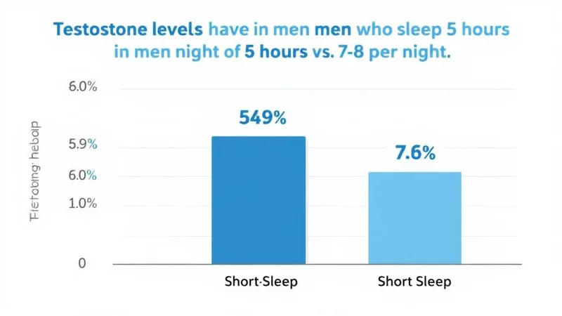 睡眠時間5時間と7〜8時間でのテストステロン値を比較した棒グラフ